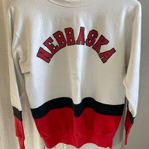 Desert Sportswear Nebraska Huskers Red and White Color-block Sweatshirt